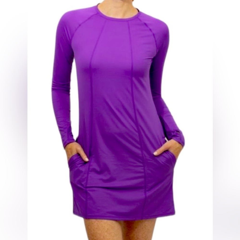 ☀️ BloqUV S Long Sleeve Sun Protection Dress Pockets Thumb Slits Mid Thigh